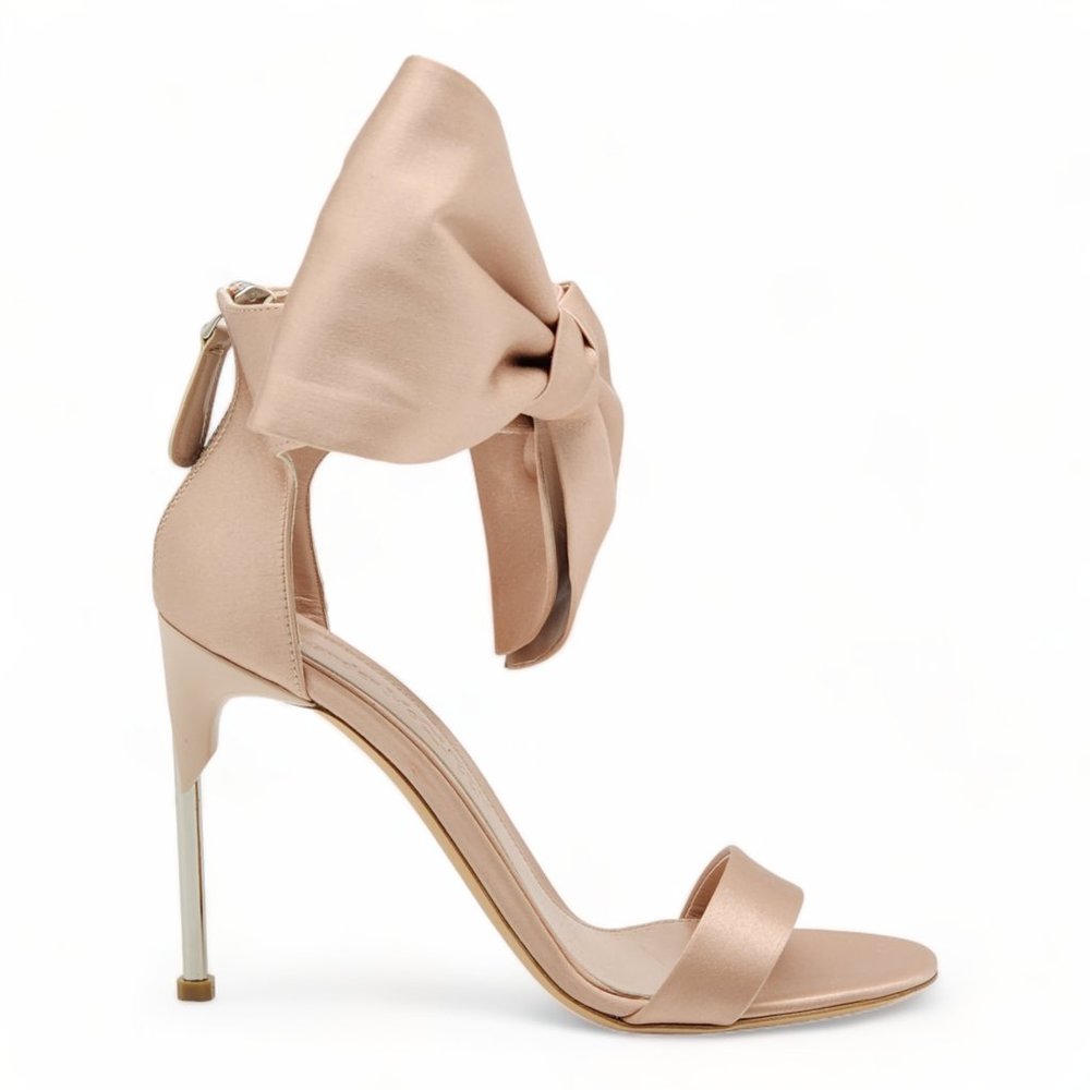 Alexander Mcqueen Pin Heel Nude Bow Sandals - Picture 3 of 14